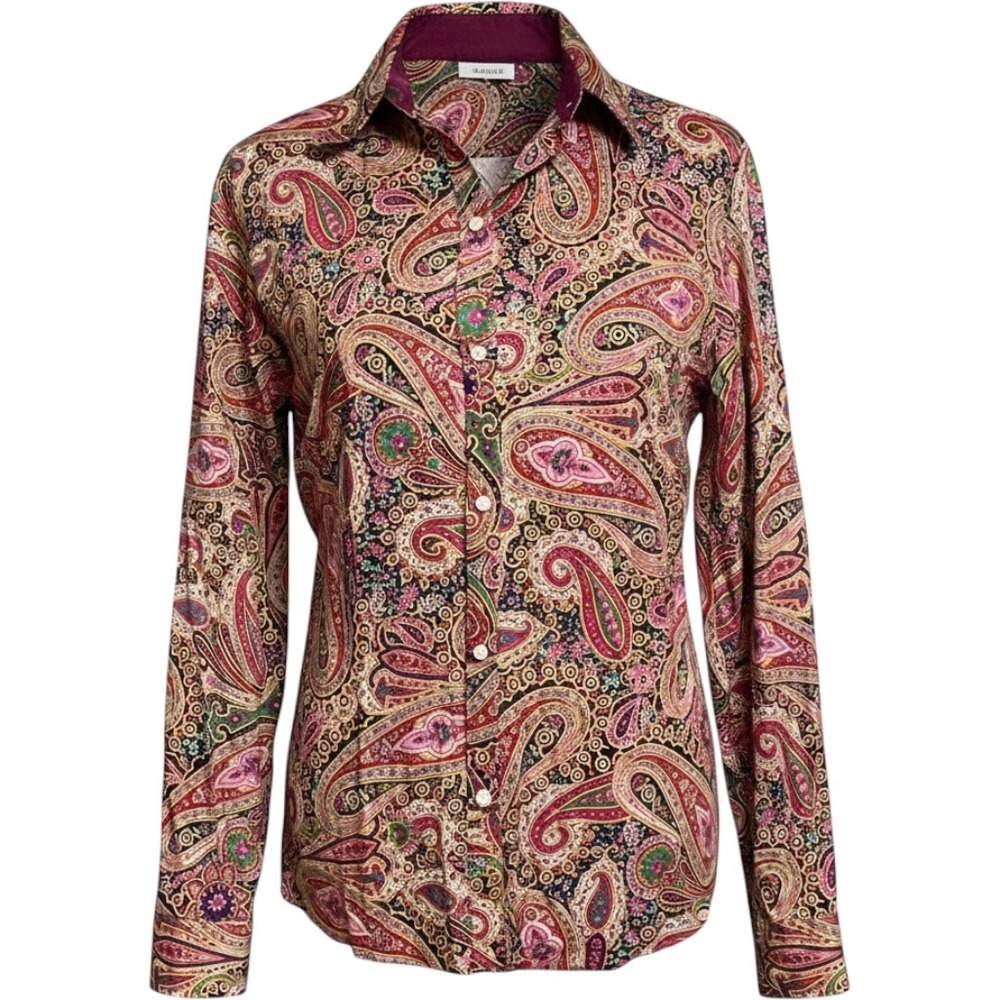 Chaps No Iron Paisley Long Sleeve Button Up Shirt Women's XL
